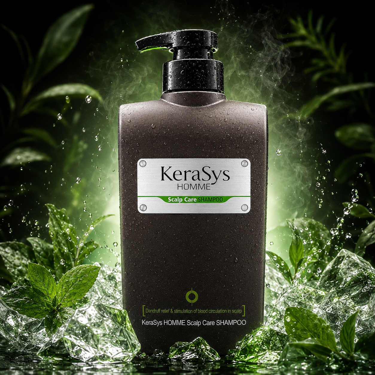 KeraSys Homme Scalp Care Shampoo 550ml for men with dandruff relief and scalp care, Korean shampoo for healthy scalp and stronger hair.