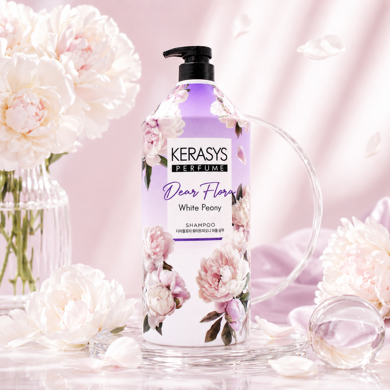 KeraSys Dear Flora Perfume White Peony Shampoo 1500ml Korean floral shampoo with white peony fragrance for gentle cleansing, healthy-looking and silky hair.
