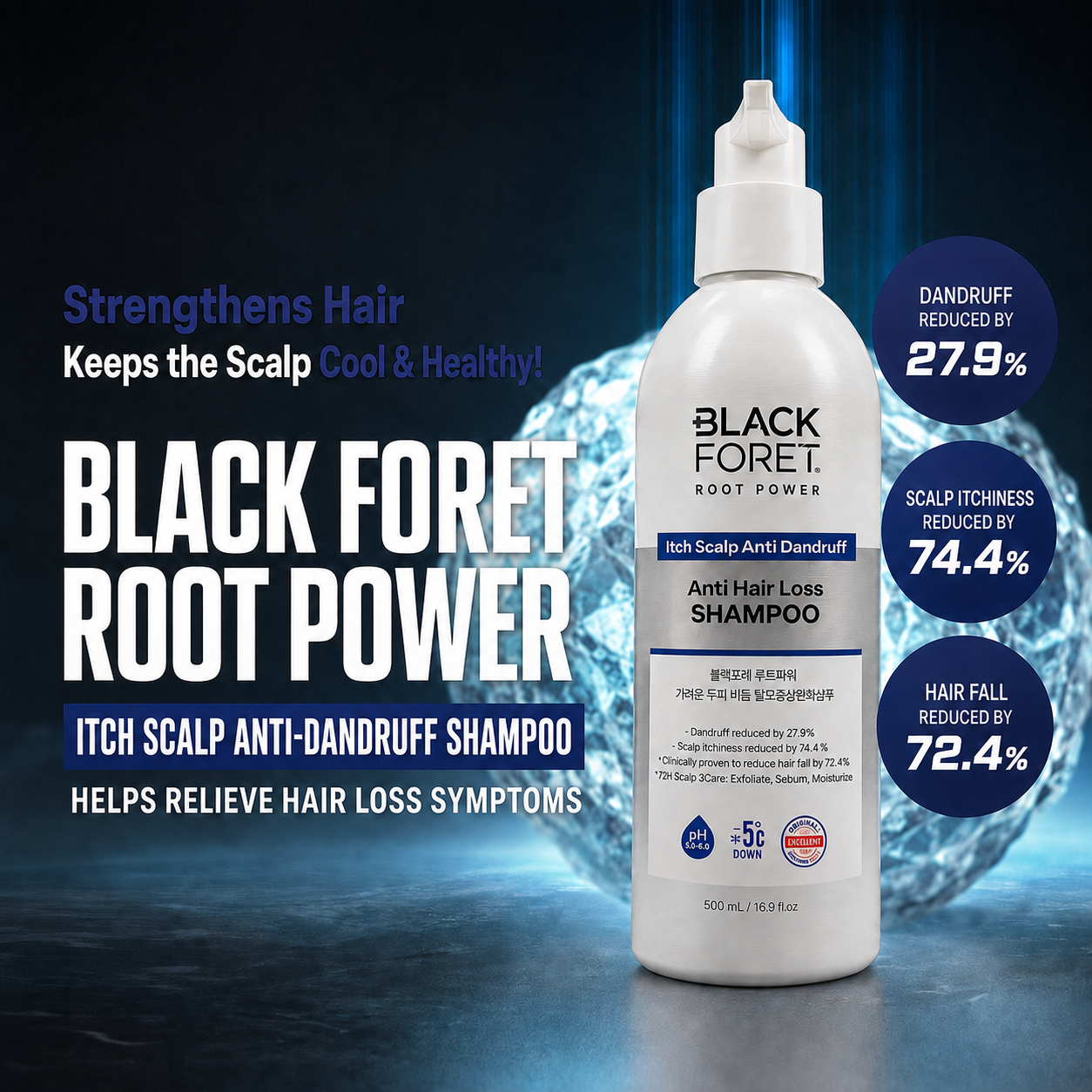 BLACK FORER ROOTPOWER ITCH SCALP ANTI-DANDRUFF SHAMPOO