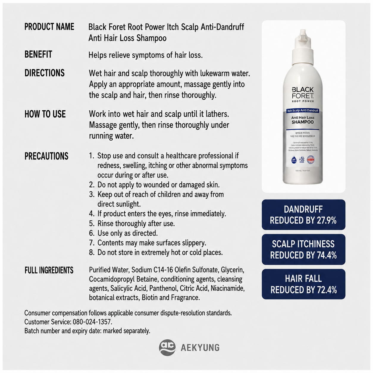 BLACK FORER ROOTPOWER ITCH SCALP ANTI-DANDRUFF SHAMPOO
