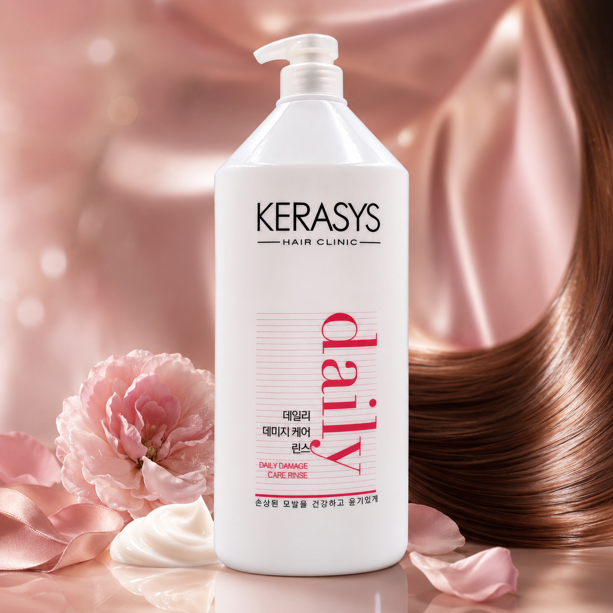 KeraSys Hair Clinic Daily Damage Care Conditioner 1500ml Korean repair hair conditioner for damaged and chemically treated hair that nourishes, repairs and improves hair strength.