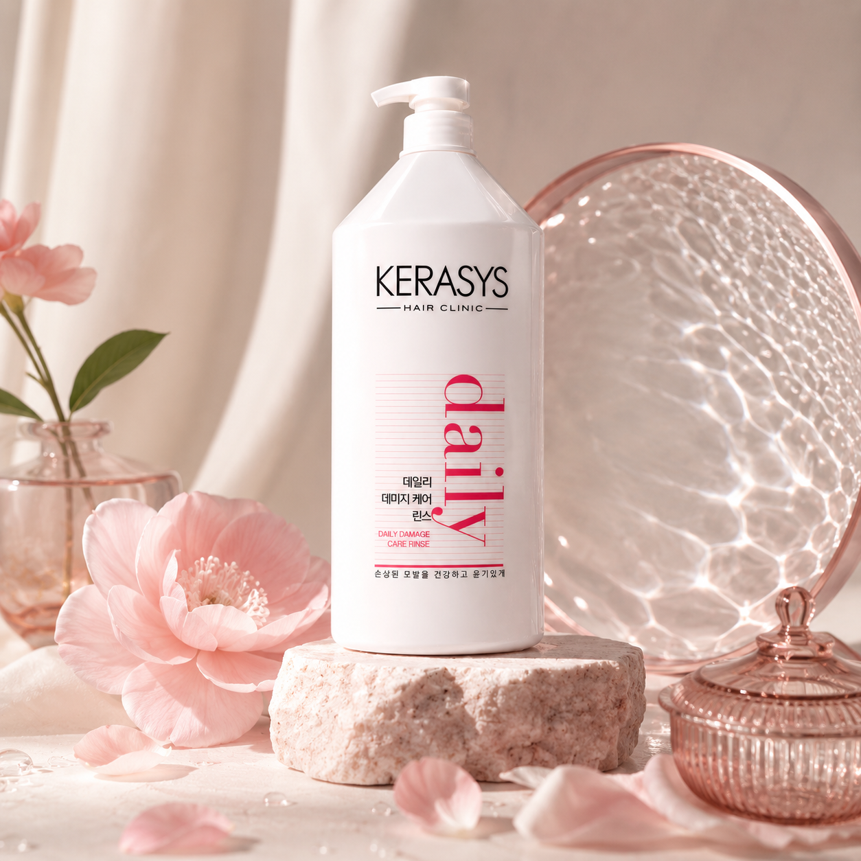 KeraSys Hair Clinic Daily Damage Care Conditioner 1500ml Korean repair hair conditioner for damaged and chemically treated hair that nourishes, repairs and improves hair strength.