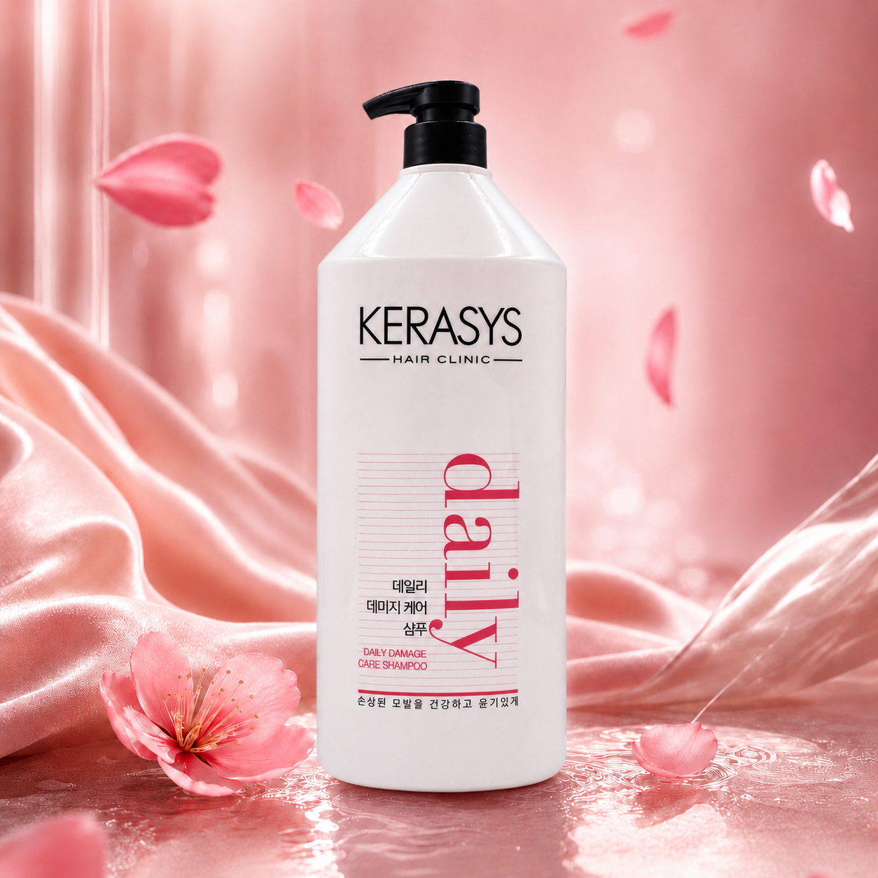 KeraSys Hair Clinic Daily Damage Care Shampoo 1500ml Korean repair shampoo for damaged and dry hair that gently cleanses while strengthening and restoring healthy-looking hair.