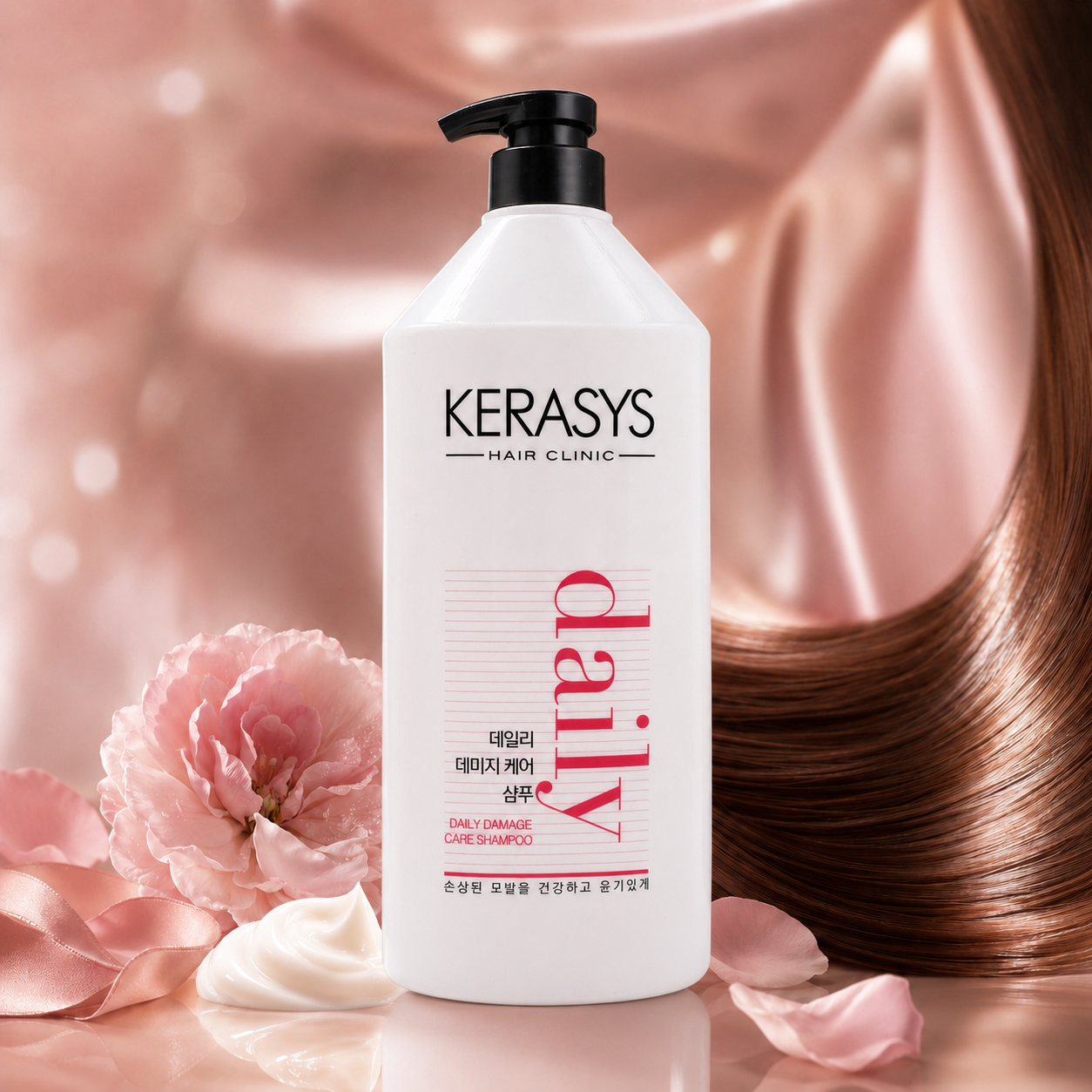 KeraSys Hair Clinic Daily Damage Care Shampoo 1500ml Korean repair shampoo for damaged and dry hair that gently cleanses while strengthening and restoring healthy-looking hair.