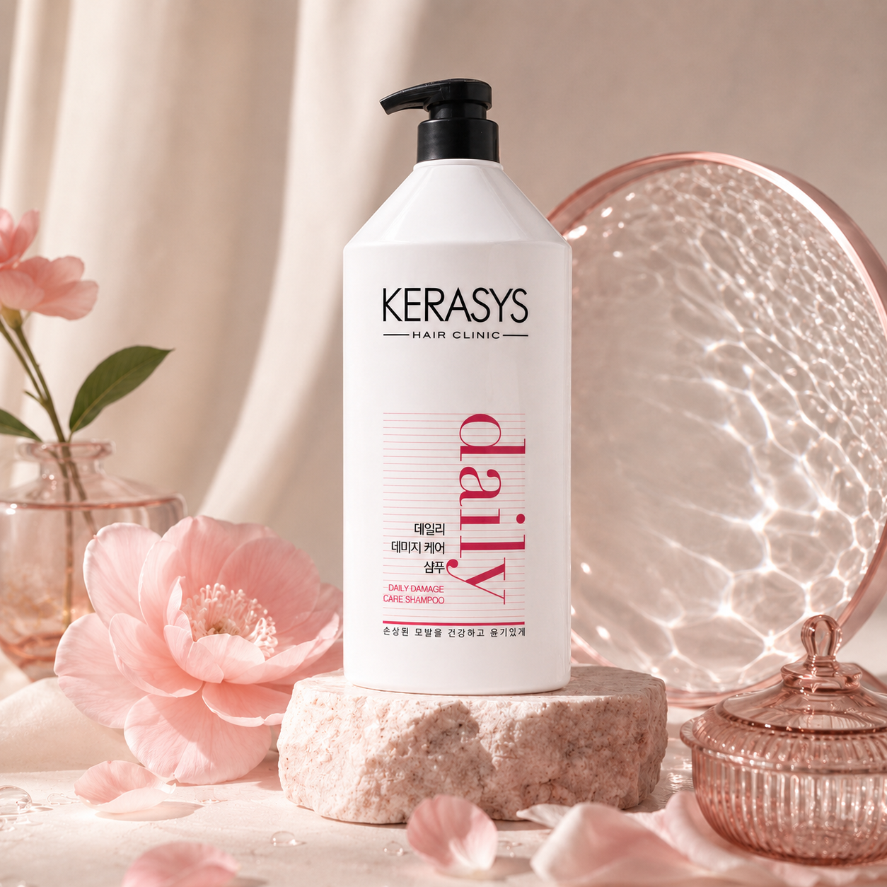 KeraSys Hair Clinic Daily Damage Care Shampoo 1500ml Korean repair shampoo for damaged and dry hair that gently cleanses while strengthening and restoring healthy-looking hair.