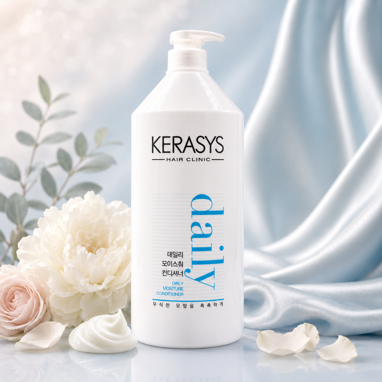 KeraSys Hair Clinic Daily Moisture Conditioner 1500ml Korean hydrating hair conditioner for dry and damaged hair that nourishes, smooths and improves manageability.