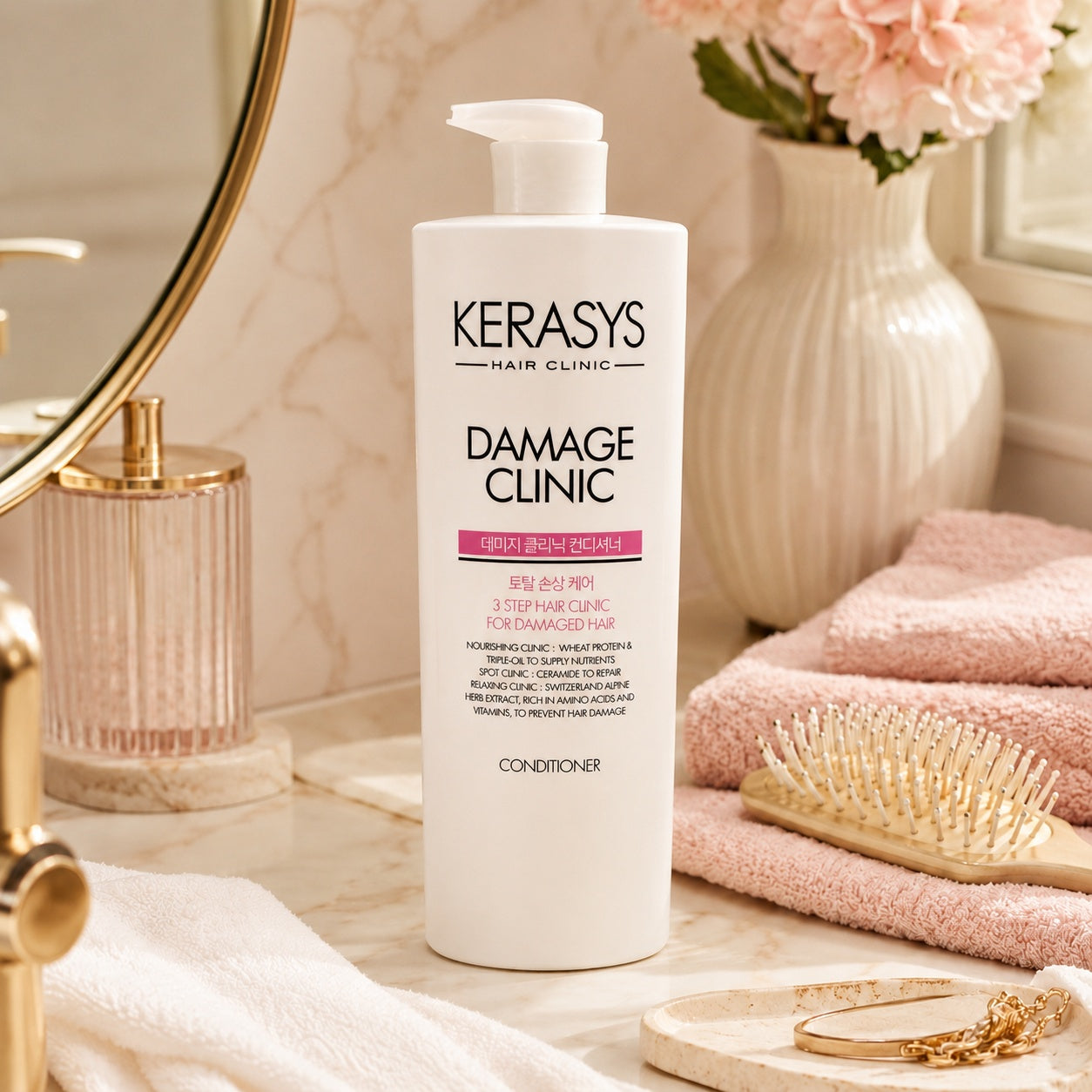 KeraSys Hair Clinic Damage Clinic Conditioner Korean repairing conditioner that nourishes damaged hair, improves softness and helps restore strength and shine.