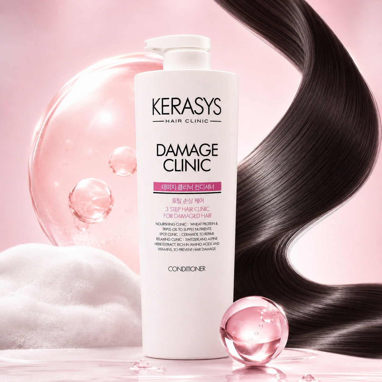 KeraSys Hair Clinic Damage Clinic Conditioner Korean repairing conditioner that nourishes damaged hair, improves softness and helps restore strength and shine.