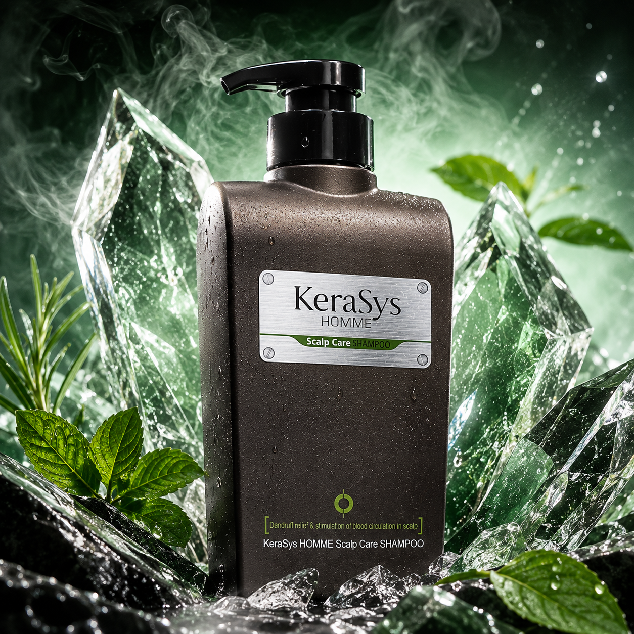 KeraSys Homme Scalp Care Shampoo 550ml for men with dandruff relief and scalp care, Korean shampoo for healthy scalp and stronger hair.