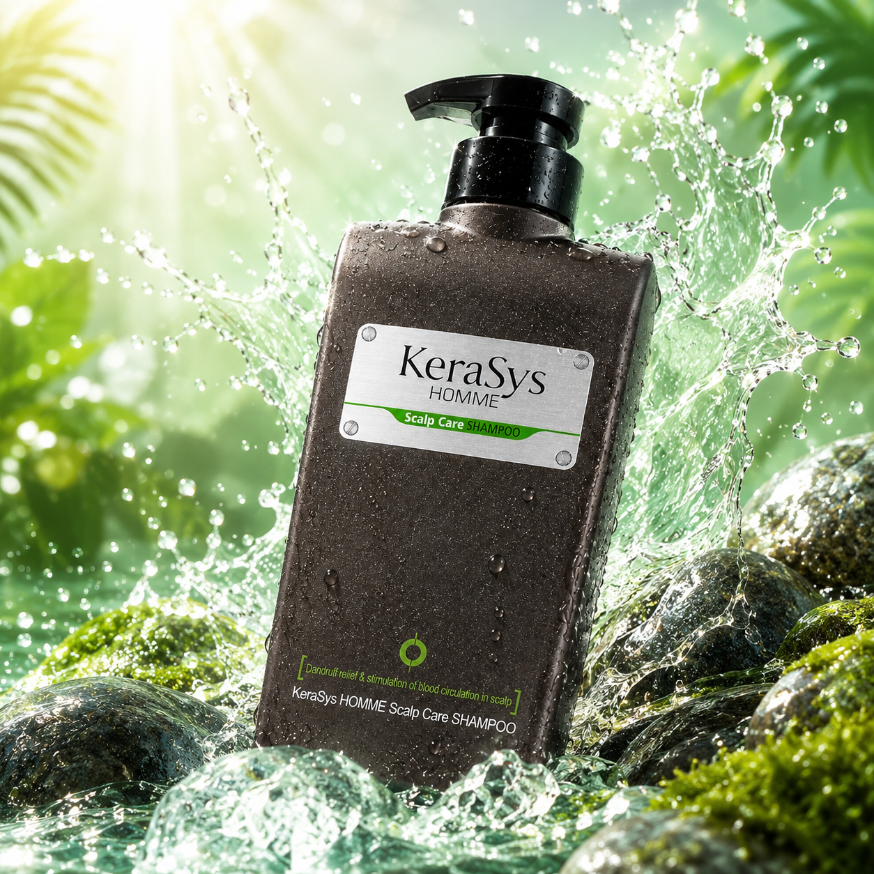 KeraSys Homme Scalp Care Shampoo 550ml for men with dandruff relief and scalp care, Korean shampoo for healthy scalp and stronger hair.