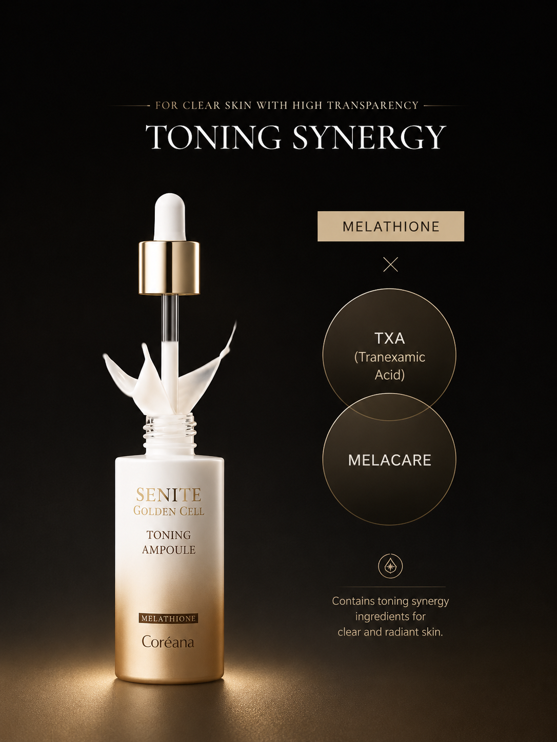 Senite Golden Cell Mela Whitening Toning Ampoule