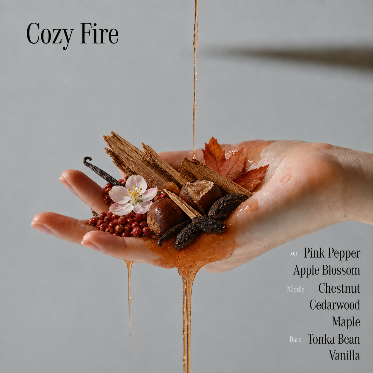 Fragrance Notes of the LUV SCENT Cozy Fire Cedar Wood Perfumed Scrub Wash 500ML, for a relaxing and cozy sensory shower experience.