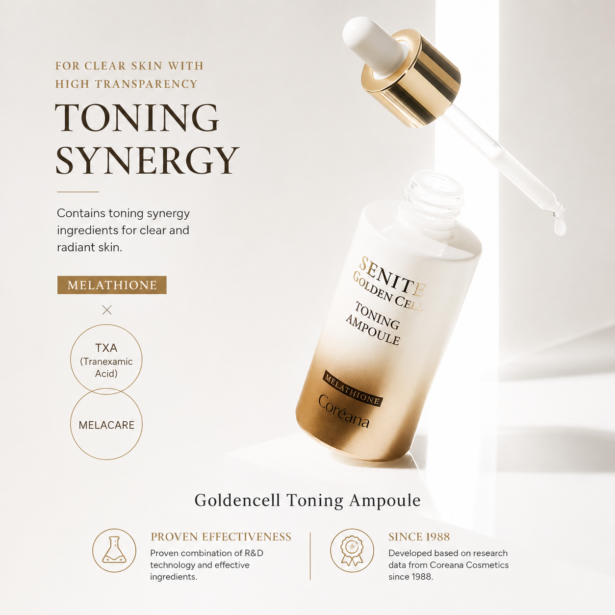 Senite Golden Cell Mela Whitening Toning Ampoule